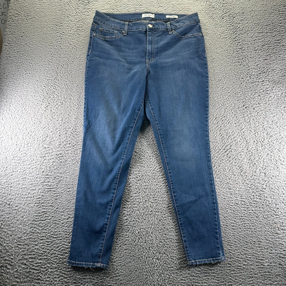 Jessica Simpson Jeans Womens 18W Blue Denim Skinny Leg Stretch Faded High Rise